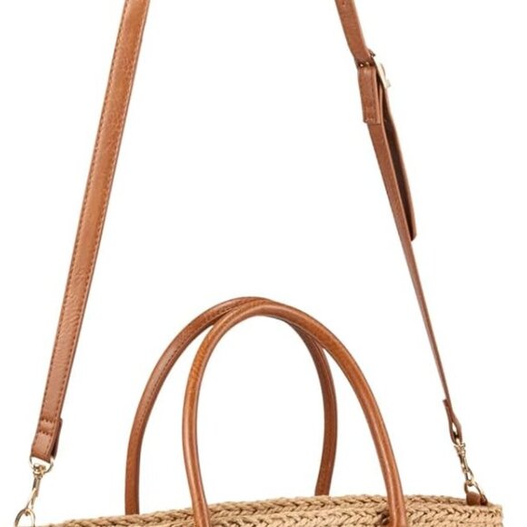 Straw Mini Tote Bag Women Handmade Summer Beach Vacation Carryall - Picture 2 of 7